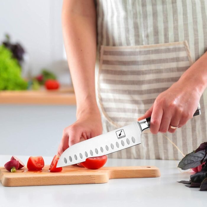 imarku Chef Knife 7 Inch Kitchen Knife Ultra Sharp Santoku Knife - 7Cr17Mov Japanese Chefs Knife, Kitchen Gadgets 2024, Birthday Gifts for Him Her, Best Christmas Gifts for Women Men - Image 7