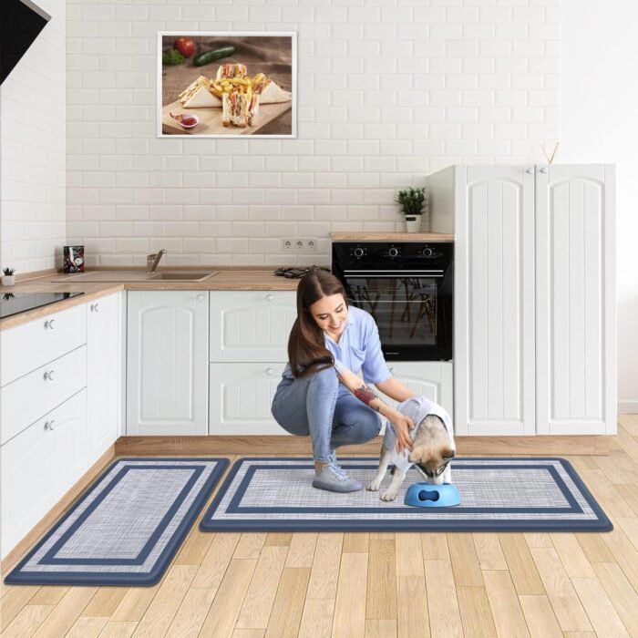 Mattitude Kitchen Mat [2 PCS] Cushioned Anti-Fatigue Non-Skid Waterproof Rugs Ergonomic Comfort Standing Mat for Kitchen, Floor, Office, Sink, Laundry, Blue and Gray - Image 6