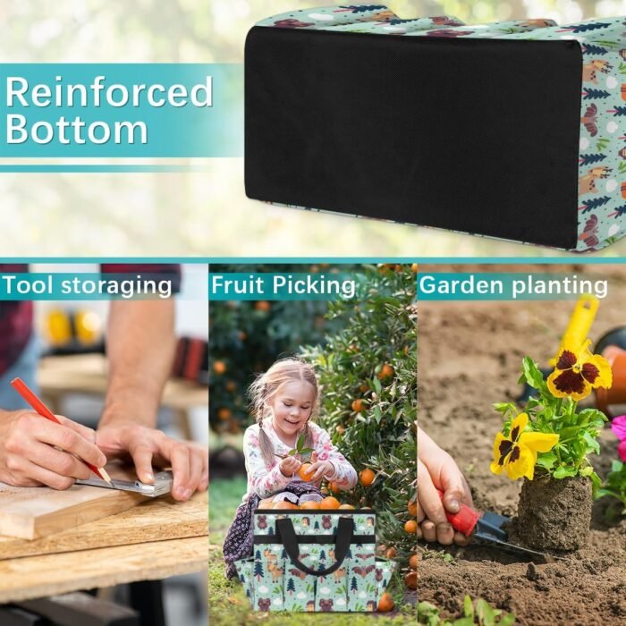 Garden Tote Bag Organizer, Garden Bags for Tools, Portable Garden Tool Bags Cute Storage with Pockets & Handle, Multi-Pocket Gardening Tote Organizer for Outdoor Garden Lawn Yard - Image 7