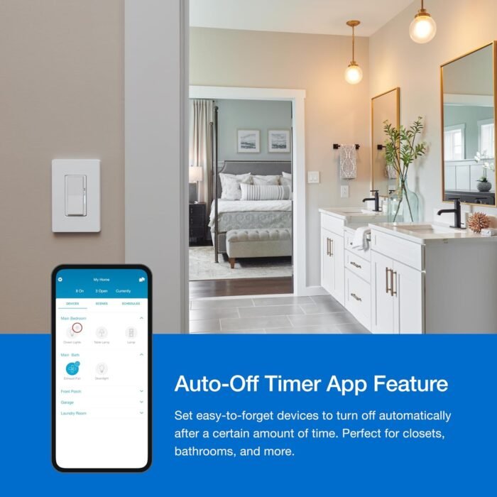Lutron Caseta Smart Lighting Original Dimmer Switch, for Light Bulbs, Works w/ Alexa, Apple Homekit, Google Home (Hub Required), No Neutral Required, 150W 3-Way, PD-6WCL-WH-12, White, 12 Pack - Image 3