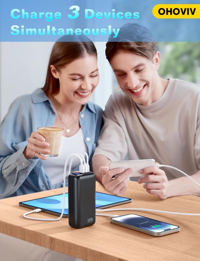 Portable Charger 50000mAh Power Bank - 22.5W Fast Charging External Battery Pack, LED Display USB-C Portable Cell Phone Charger for iPhone 16/15/14/13 Pro, Android, Samsung Galaxy, Etc - Image 4