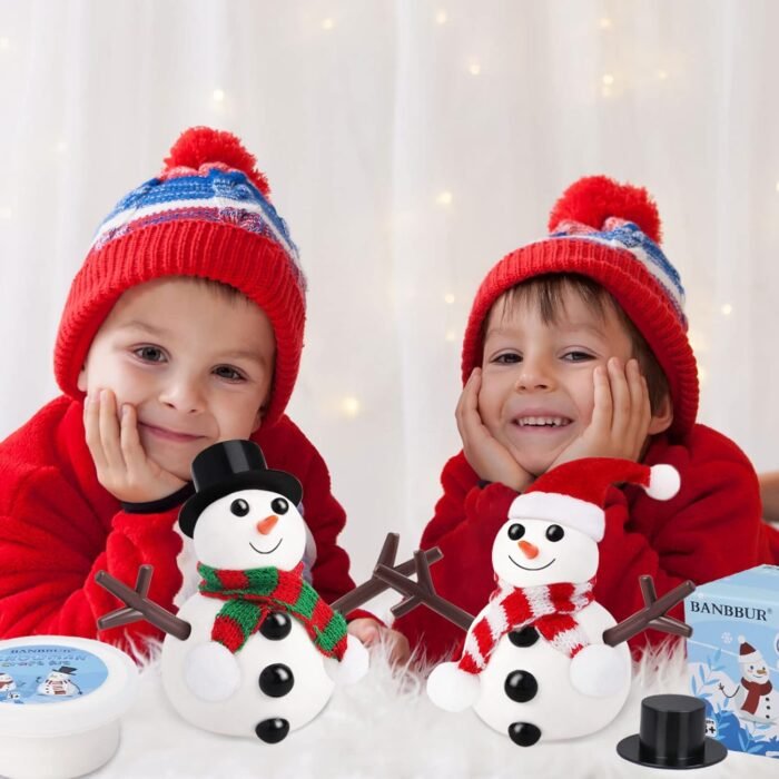BANBBUR 9 Pack Build a Snowman Kit Snowman Crafts for Kids,Modeling Clay Snowman DIY Kit, Christmas Stocking Stuffers for Kids,Christmas Crafts Xmas Gift - Image 2