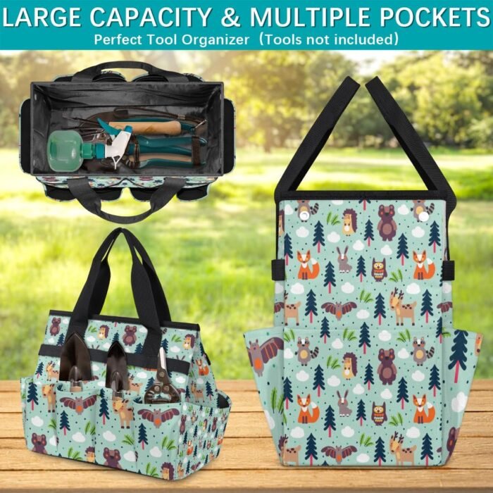 Garden Tote Bag Organizer, Garden Bags for Tools, Portable Garden Tool Bags Cute Storage with Pockets & Handle, Multi-Pocket Gardening Tote Organizer for Outdoor Garden Lawn Yard - Image 4