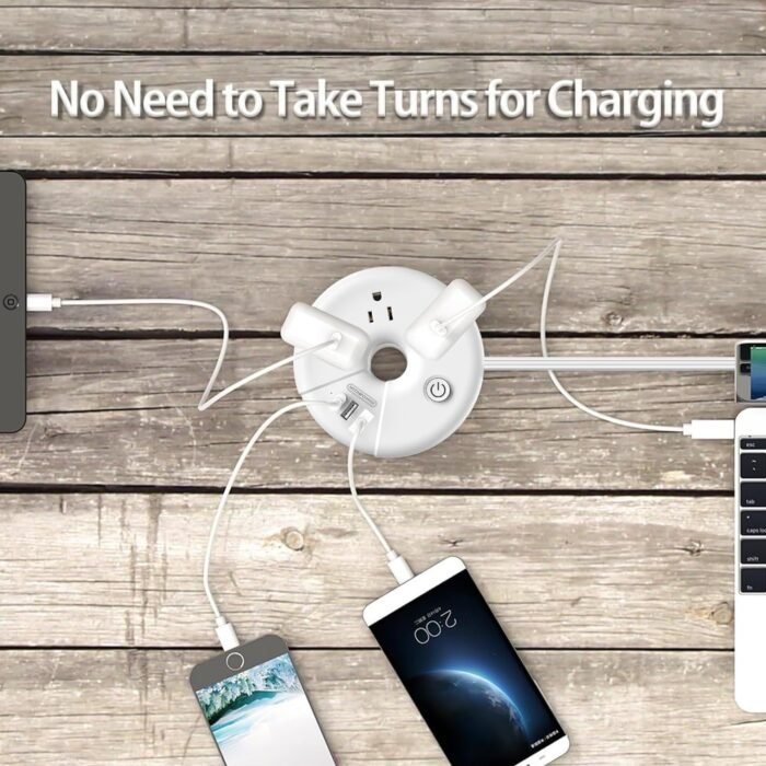 Travel Power Strip, NTONPOWER 3 Outlets 3 USB Portable Desktop Charging Station Short Extension Cord 3ft for Office, Home, Hotels, Cruise Ship, Nightstand, White - Image 3