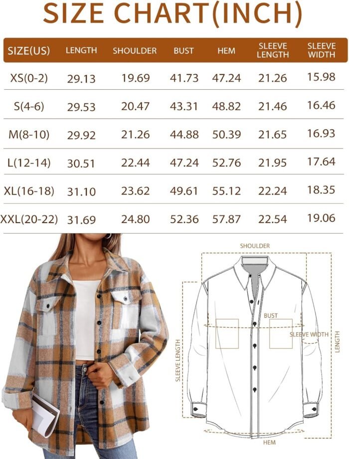 Trendy Queen Womens Flannel Shacket Casual Jacket Plaid Button Down Long Sleeve Shirt Fall Winter Outfits - Image 4