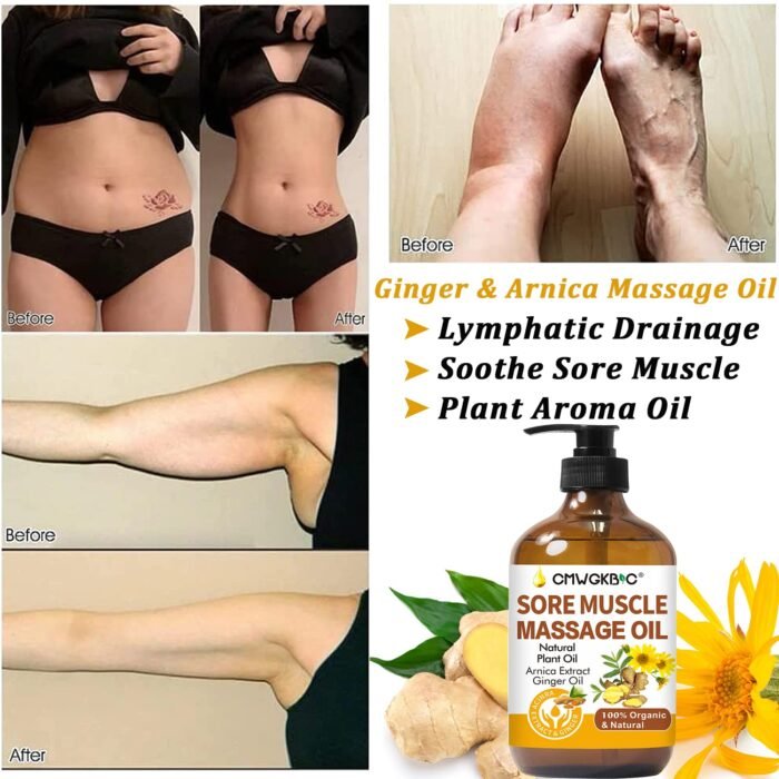 Christmas Gifts for Men,Stocking Stuffers for Women,Massage Oil for Massage Therapy,Lymphatic Drainage-Ginger Oil Sore Muscle Arnica Oil &Lavender Oil Relaxing Massage Oils for Date Night,Massage Ball - Image 2
