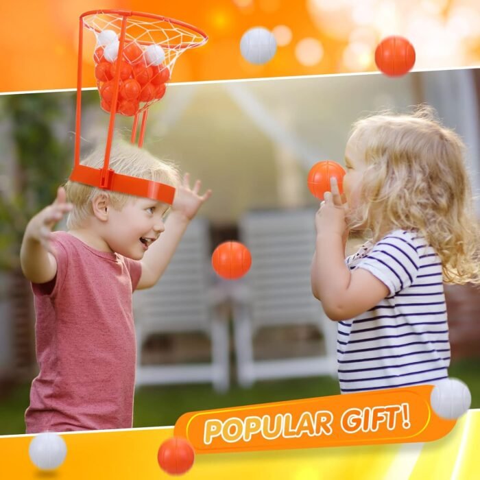 HyDren Head Hoop Basketball Party Game Set for Kids and Adults Carnival Game Portable Adjustable Basket Net Headband with Balls for Birthday Carnival Office Indoor Outdoor Activity Fun Gift (33 Pcs) - Image 7