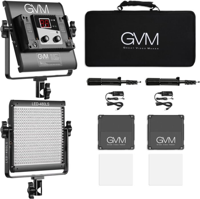GVM 2 Pack LED Video Lighting Kits with APP Control, Bi-Color Variable 2300K~6800K with Digital Display Brightness of 10~100% for Video Photography, CRI97+ TLCI97 Led Video Light Panel +Barndoor - Image 8