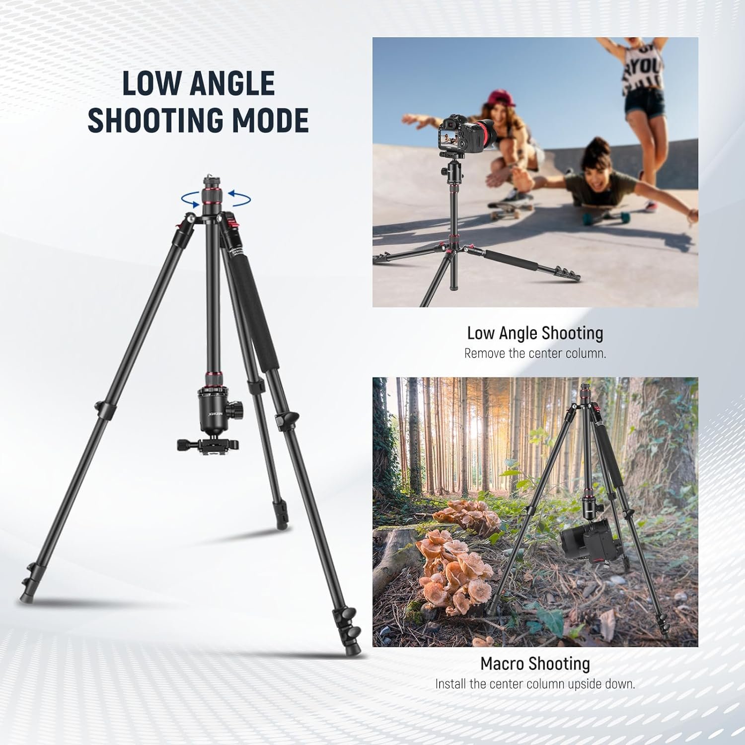 NEEWER 77 inch Camera Tripod Monopod for DSLR, Phone with 360° Panoramic Ball Head, 2 Axis Center Column, Arca Type QR Plate, Compact Aluminum Lightweight Travel Tripod 34lb Max Load, Bag Included - Image 5
