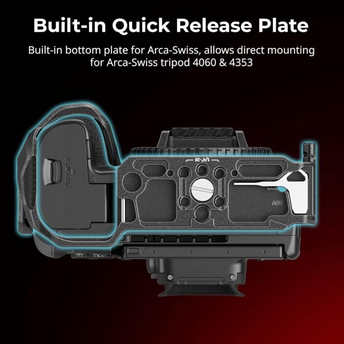 SMALLRIG Black Mamba Camera Cage for Canon EOS R5 Mark II, Aluminum Alloy Camera Rig with Cold Shoe, 1/4''-20 & 3/8''-16 Threaded Holes, Built-in Quick Release Plate for Arca-Type - 4975 - Image 8