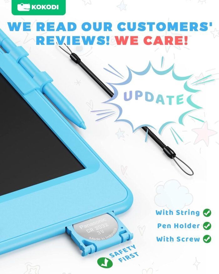 KOKODI LCD Writing Tablet 8.5-Inch Colorful Doodle Board, Electronic Drawing Tablet Drawing Pad for Kids, Educational and Learning Kids Toys Gifts for 3 4 5 6 7 8 Year Old Boys and Girls(Blue) - Image 2