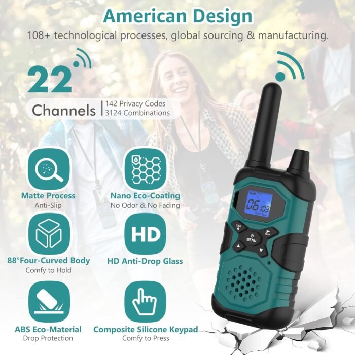 Walkie Talkies for Adults Long Range Rechargeable 4 Pack, Multi-purpose USB 2 Way Radio NOAA Walkie-Talkie with 4500mAh Battery for Family Seniors Care Garage Work Camping Hiking Skiing Cruise - Image 6