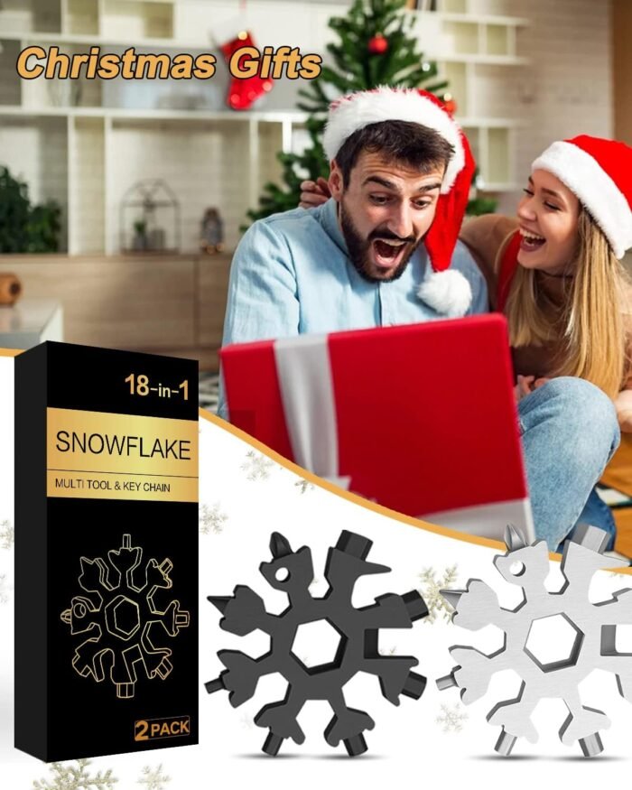 Stocking Stuffers for Adults Men, 2 Pack 18 in 1 Snowflake Multitool, Christmas Gifts for Men, White Elephant Gifts for Adults, Gifts for Men Who Have Everything,Tool Gift for Him Women Husband Boys - Image 2