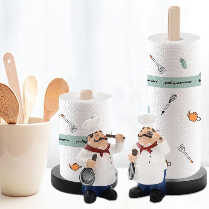 Suwimut Chef Style Paper Towel Holder, Resin Crafts Display Chef Figurines Creative Roll Paper Stand for Countertop Kitchen Cafe Restaurant Dessert Shop Cake Shop Decoration - Image 5