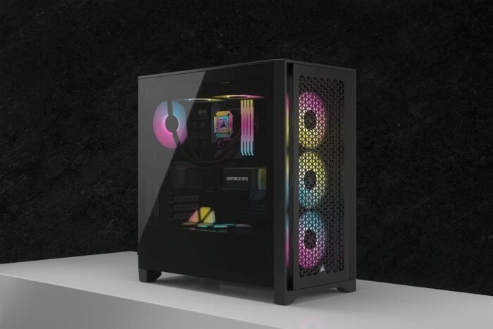 Corsair iCUE 4000D RGB Mid-Tower Case - 3X AF120 RGB Elite Fans - Lighting Node PRO Controller - High-Airflow Design - RapidRoute Cable Management System - Black - Image 2