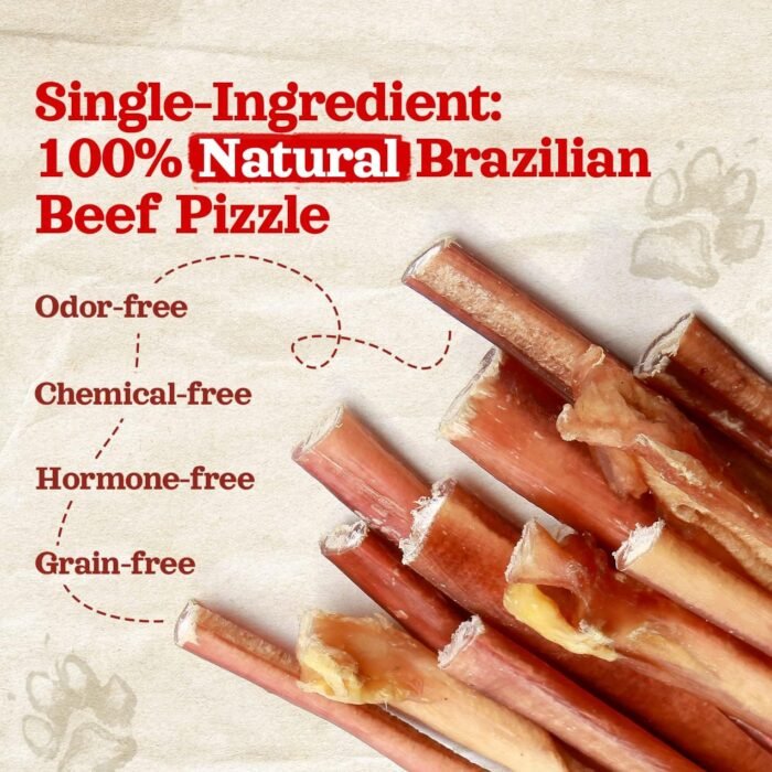 Natural Farm Odor-Free Thin Bully Sticks (12”, 25-Pack) All-Natural Long-Lasting Dog Chews, 100% Beef Pizzle, Grass-Fed, Grain-Free, Protein for Muscle Development & Energy, Perfect for Large Dogs - Image 3
