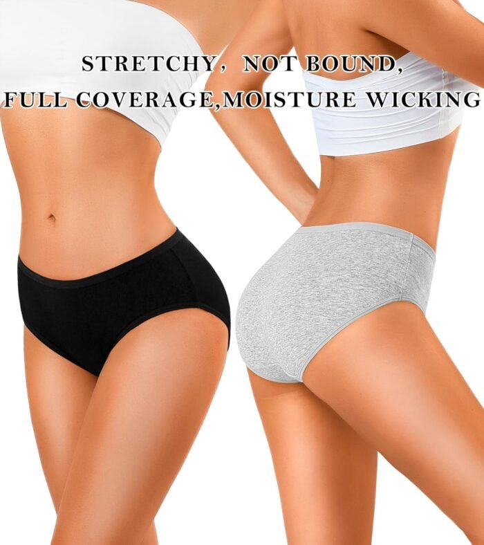 Women's Cotton Bikini Panties, High-Cut Full Coverage Stretch Cool Underwear for Women - Image 2