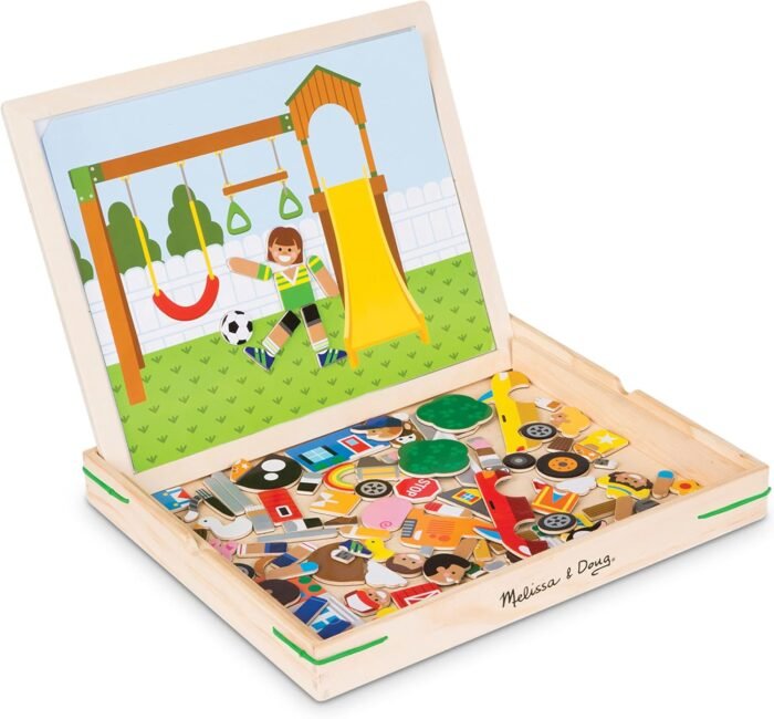 Melissa & Doug Wooden Magnetic Matching Picture Game With 119 Magnets and Scene Cards - Image 4