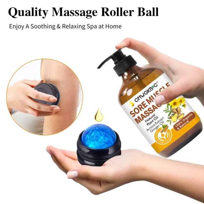 Christmas Gifts for Men,Stocking Stuffers for Women,Massage Oil for Massage Therapy,Lymphatic Drainage-Ginger Oil Sore Muscle Arnica Oil &Lavender Oil Relaxing Massage Oils for Date Night,Massage Ball - Image 5