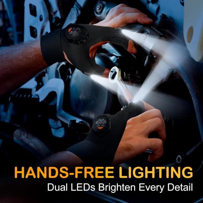LED Flashlight Gloves Stocking Stuffers For Men Christmas Birthday Gifts For Dad Adults Him Husband Grandpa White Elephant Father's Day Cool Gadgets For Camping Fishing Car Repairing Gloves With Light - Image 4