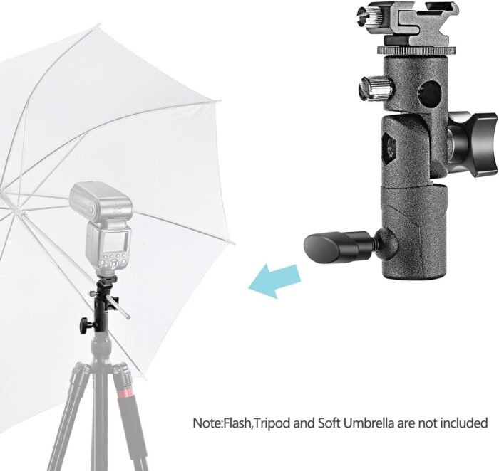 Neewer Universal E-Type Camera Flash Speedlite Mount Light Stand Bracket Umbrella Shoe Holder Compatible with Nikon Pentax Olympus and other Flashes with Standard Shoe Mount - Image 3