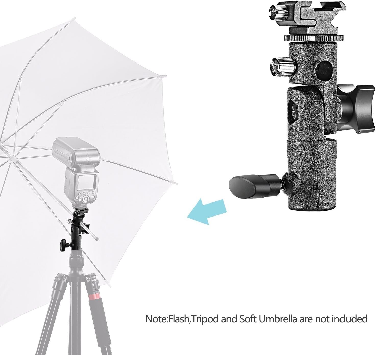 Neewer Universal E-Type Camera Flash Speedlite Mount Light Stand Bracket Umbrella Shoe Holder Compatible with Nikon Pentax Olympus and other Flashes with Standard Shoe Mount - Image 3