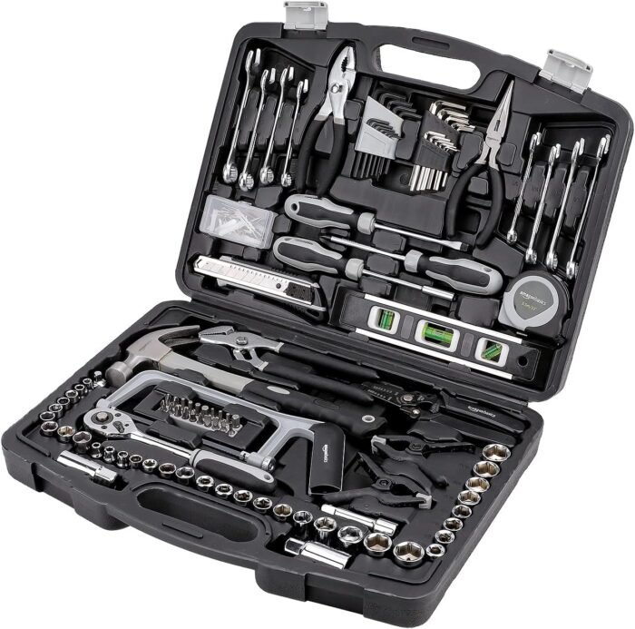 Amazon Basics 173-Piece General Household Home Repair Mechanic's Hand Tool Set with Storage Case, Portable for DIY