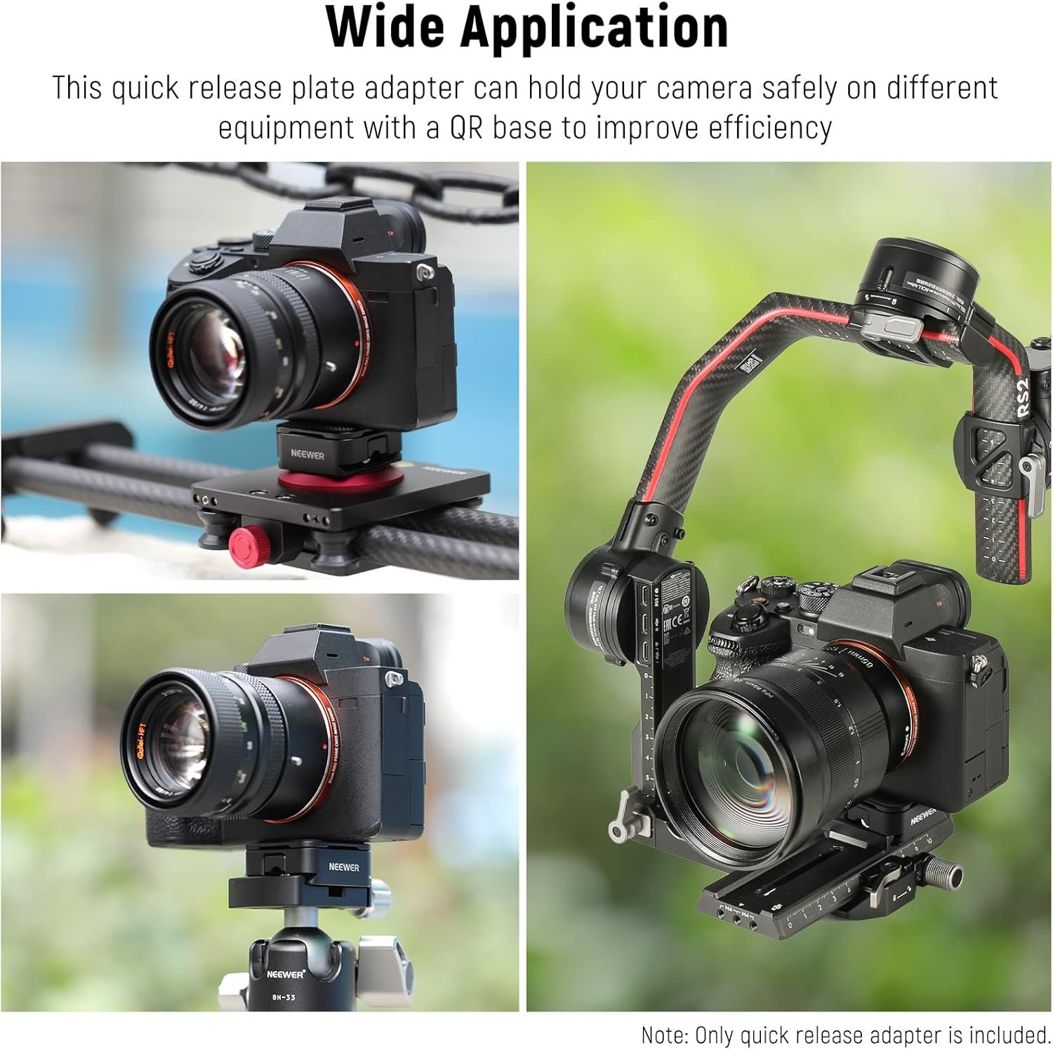NEEWER Arca Type Quick Release Plate Kit, Four Side Slot Compatible with Arca Swiss Camera Mount Adapter with 1/4” 3/8" Threads for Gimbal Stabilizer Tripod Head Slider, Max Load 17.6lb/8kg, CA009 - Image 9