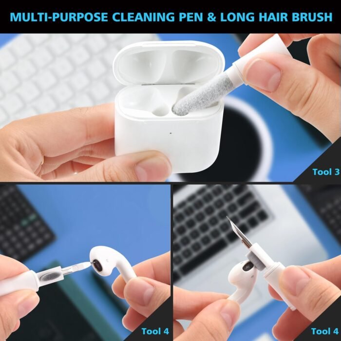 Phone Cleaning Kit,Multitool AirPod Cleaner Kit,Cell Phone Cleaning Repair and Recovery Phone (TypeC) Charging Port,Lightning Cables and Connectors,Easy to Store and Carry Design,White - Image 4