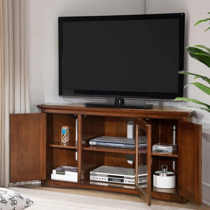Leick Home 82385 Solid Wood Mission Corner TV Stand for 50" TVs, Living Room Entertainment Center with Three Doors and Storage Shelves, Mission Oak - Image 12