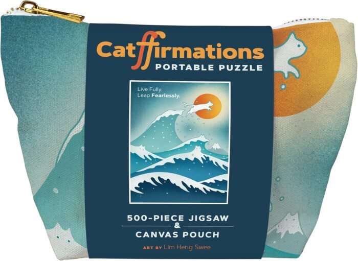 Chronicle Books Catffirmations Portable Puzzle: 500-Piece Jigsaw & Canvas Pouch