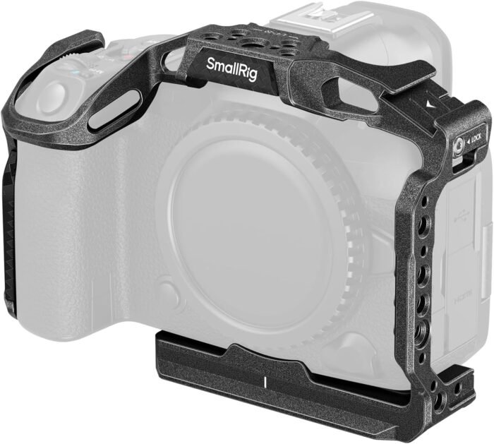 SMALLRIG Black Mamba Camera Cage for Canon EOS R5 Mark II, Aluminum Alloy Camera Rig with Cold Shoe, 1/4''-20 & 3/8''-16 Threaded Holes, Built-in Quick Release Plate for Arca-Type - 4975