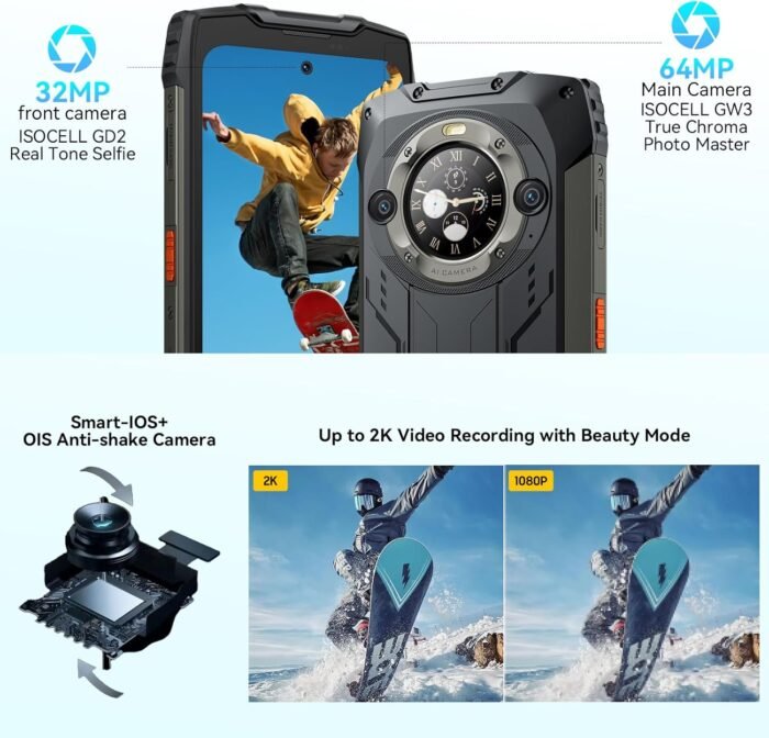 Blackview Phone BV9300Pro 24GB+256GB, Rugged phone 6.7“ 120Hz with 1.32" Customizable Secondary Screen, 15080mAh Battery 64MP+32MP+8MP Camera, 100LM Flashlight, Android 13 Helio G99,Fingerprint ID/NFC - Image 5