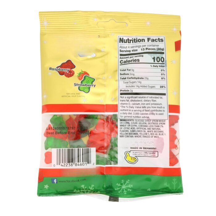 Needzo 2024 Gummy Bears, Fruit Flavored Red White and Green Chewy Candies, Christmas Themed Gummies Stocking Stuffers for Men, Women, and Teens, 4 Ounces Each - (4 Pack) - Image 3