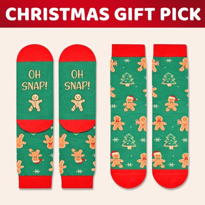 HAPPYPOP Christmas Socks for Women Men - Holiday Socks Gingerbread Socks, Christmas Gifts Stocking Stuffers Secret Santa Gifts for Teens - Image 3