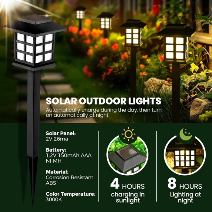 GIGALUMI LED Solar Walkway Lights, 10 Pack Waterproof Lights for Garden, Landscape, Path, Yard, Patio, Driveway - Maintain 10 Hours of Lighting - Image 3