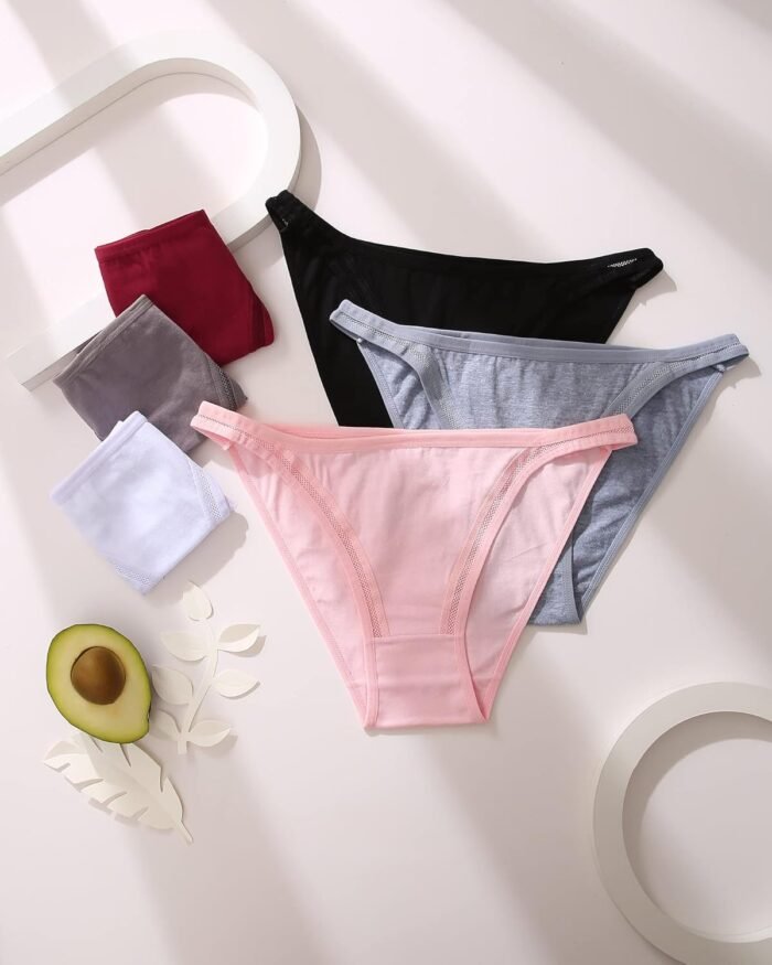 FINETOO 6 Pack String Underwear for Women Cotton High Cut Stretch Breathable Low Rise Hipster Cheeky Bikini Panties S-XL - Image 6