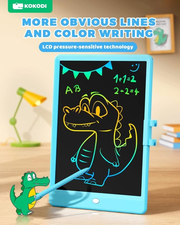 KOKODI LCD Writing Tablet, 10 Inch Colorful Toddler Doodle Board Drawing Tablet, Erasable Reusable Electronic Drawing Pads, Educational and Learning Toy for 3-6 Years Old Boy and Girls - Image 3