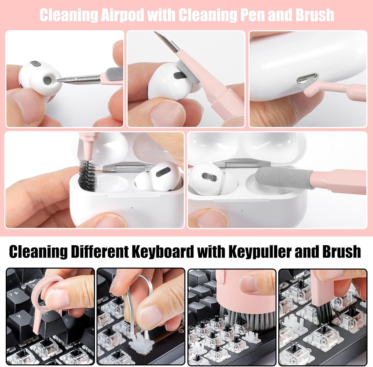 Laptop Phone Screen Cleaner Kit, Computer Keyboard Brush Cleaning Spray for iPhone AirPods MacBook iPad, 20-in-1 Electronic Device Clean Tool for Camera PC Monitor Earbud TV Tablet Car Screens - Image 3