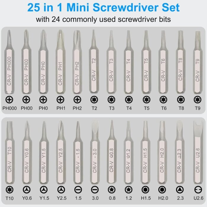 Precision Screwdriver Set, 25 in 1 Mini Magnetic Small Screwdriver Set Case for PC, Eyeglasses, Computer, Electronic, Watch Repair Kit with Phillips and Star Tiny Screw Driver - Image 3