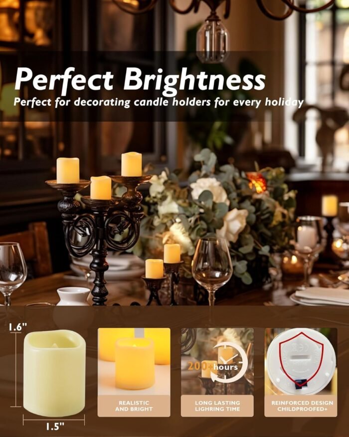 Homemory 100Pack Flickering Flameless Votive Candles, 200+Hour Electric Fake Candles, Battery Operated LED Tealight for Wedding, Outdoor, Table, Festival (Amber Yellow,Battery Included) - Image 4