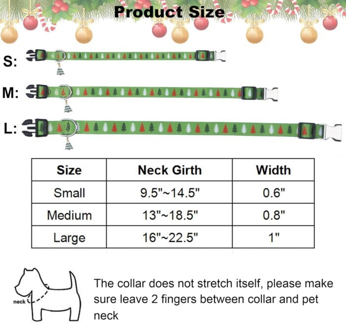 ADOGGYGO Christmas Dog Collar, Cute Christmas Tree Xmas Dog Collars Adjustable Soft Dog Christmas Collars for Small Medium Large Dogs (Large, Christmas Tree) - Image 5