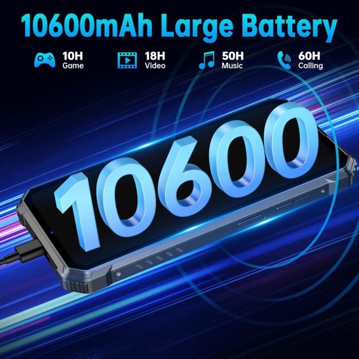 OUKITEL WP28S Rugged Smartphone - Android 14 Rugged Phone Unlocked, Octa Core 16GB 128GB 1TB Expansion,10600mAh Battery IP68 Waterproof Cell Phone, 6.52" FHD+,4G Dual Sim,NFC,OTG,GPS,T-Mobile,BT5.0 - Image 2