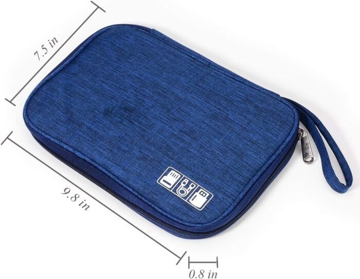 Electronic Organizer Travel Universal Cable Organizer Electronics Accessories Storage Bag Gadget Gear Cases for iPad Mini, Kindle, Smartphone, Cable, Charger, Power Bank, USB, SD Card (Blue)… - Image 2