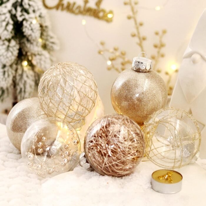 Clear Plastic Christmas Ball Ornaments, 30ct 2.36 Inch Champagne Balls for Tree Decoration - Shatterproof for Holiday Wedding Party Gifts - Image 5