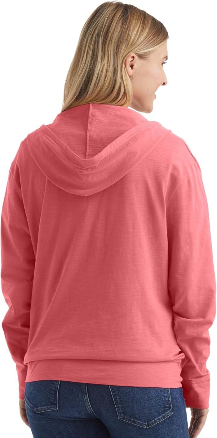 Hanes Women’s Slub Knit Full-Zip Hoodie, Textured Cotton Zip-Up T-Shirt Hoodie for Women - Image 2
