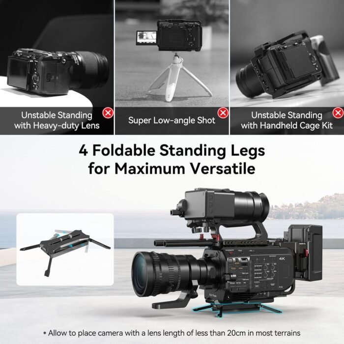 SMALLRIG Quick Release Plate for Manfrotto-Type, Max. Load 44.1lb (20kg), Foldable Quadruped Support for Camera Lenses Within 7.87inch (20cm), Anti-Twist and Non-Slip Design - 3912 - Image 3