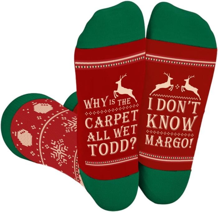 Funny Christmas Socks for Women Men, National Lampoons Christmas Vacation Costume Accessories, Winter Warm Knitted Socks