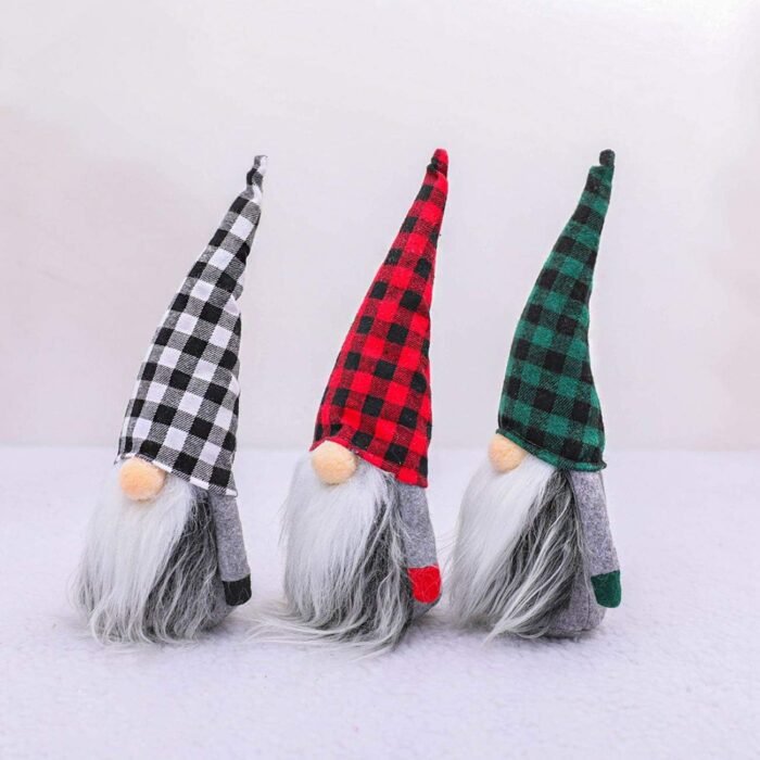 Gnomes Christmas Decorations 3PC Handmade Santa Scandinavian Tomte Plush Gnom, Home Tabletop Ornaments Christmas Gnome Decor for Adults. - Image 7