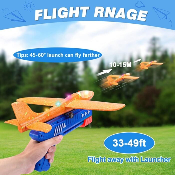 3 Pack Airplane Launcher Toy, 12.6" Foam Glider Led Plane, 2 Flight Mode Catapult Plane for Kids Outdoor Sport Flying Toys Gifts for 4 5 6 7 8 9 10 12 Year Old Boys Girls - Image 6
